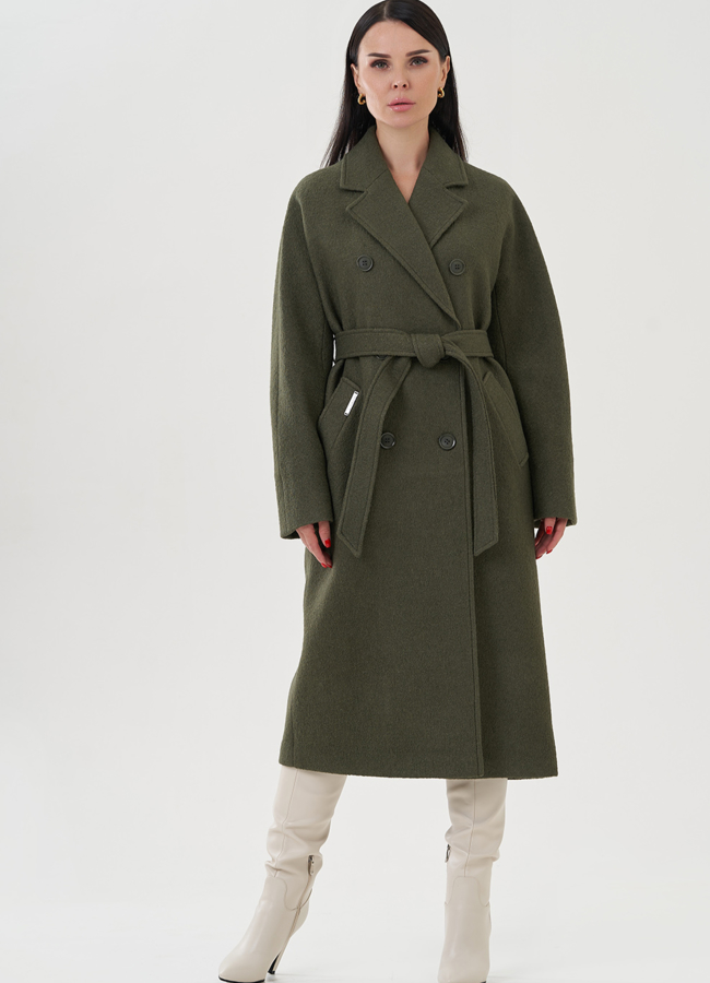 Пальто женское с английским воротником модель № 24758 меха малина