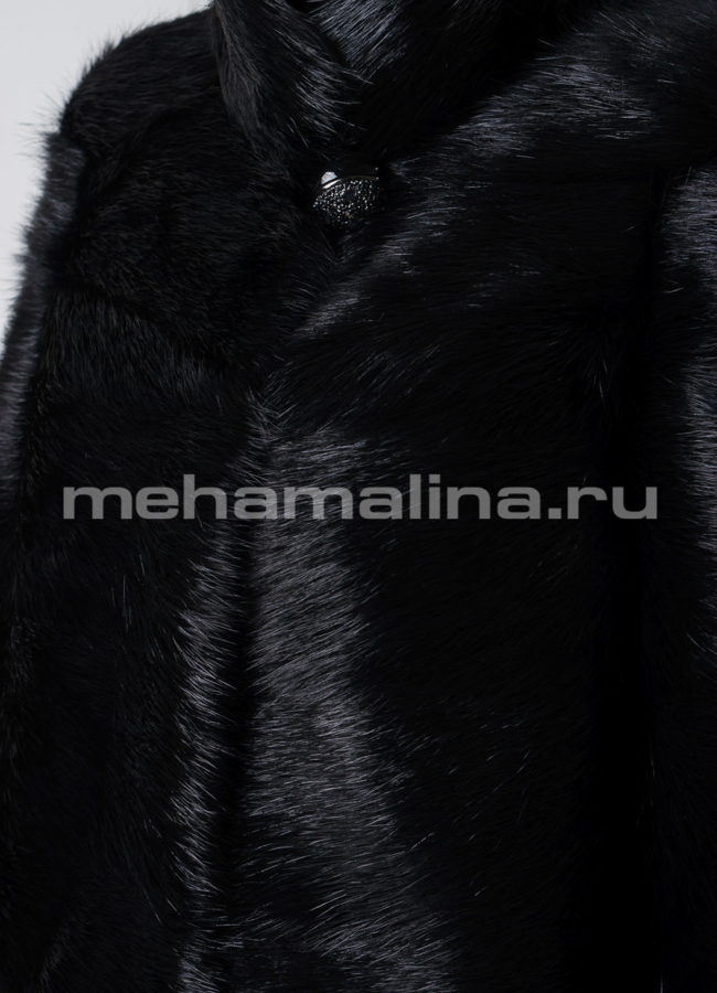 Укороченная черная шуба  модель № S-549 универмаг малина