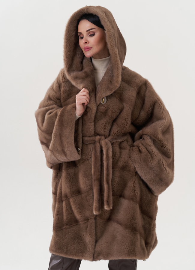 Шуба из меха норки оверсайз модель № 26758 универмаг малина