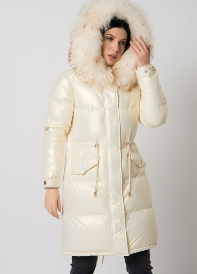 Парка- пуховик белого цвета модель № 75734 универмаг малина