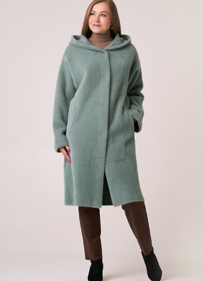 фото Женское пальто с капюшоном модель № 