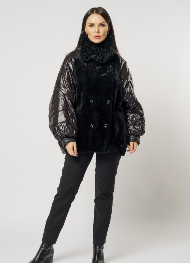 Женский пуховик двусторонний на пуговицах с английским воротником модель № 156 универмаг малина