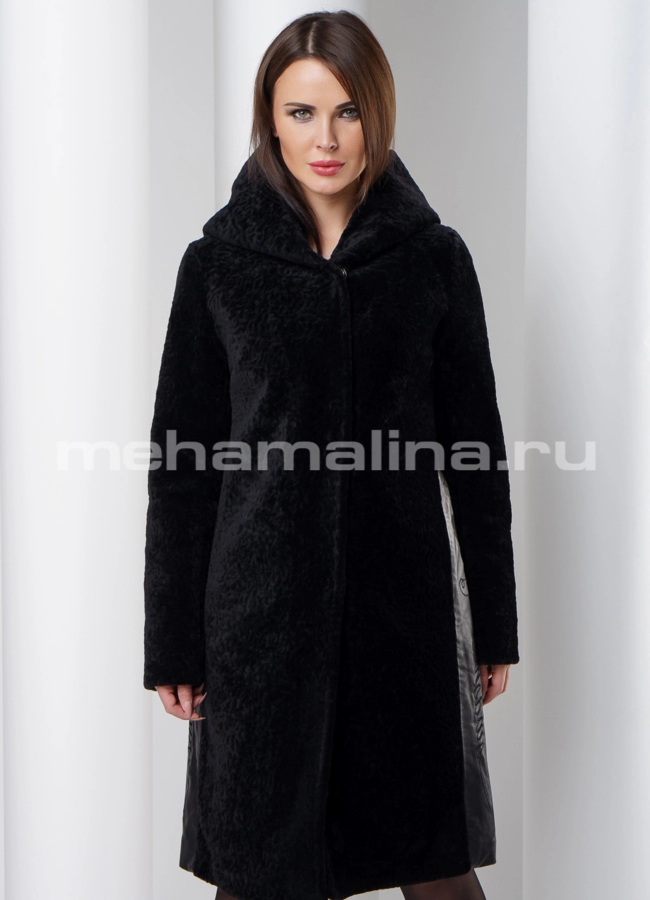 Меховое пальто модель № K-389 меха малина