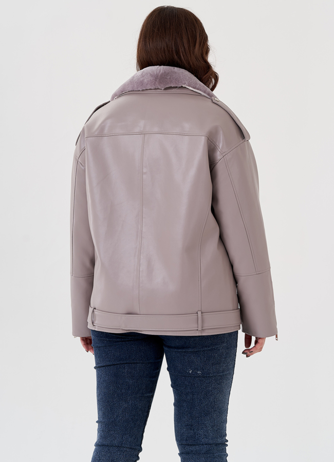 Куртка из эко кожи на утеплителе с натуральным мехом модель № 24214 в кредит Куртка из эко кожи на утеплителе с натуральным мехом модель № 24214 в кредит