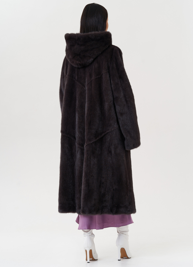 Женская норковая шуба с капюшоном модель № 27582 в кредит