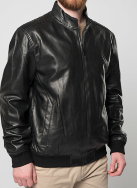 Мужская кожаная куртка на молнии