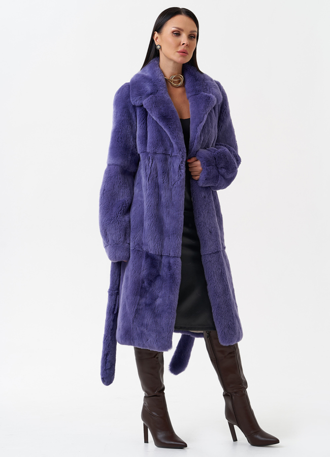 Шуба из меха кролика с английским воротником  модель № 28136 универмаг малина