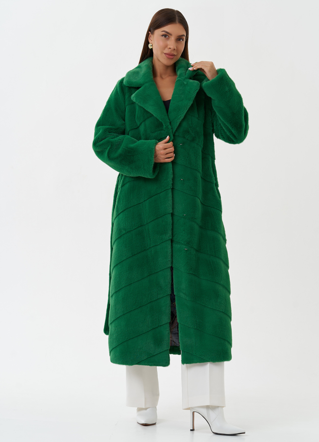 Пальто из эко меха с английским воротником модель № 26675 универмаг малина