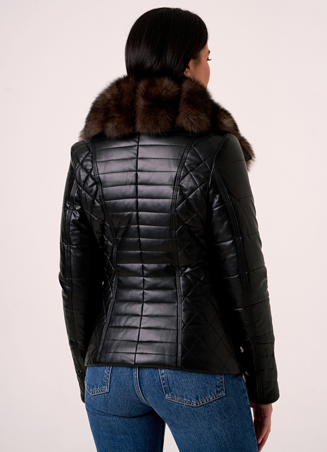 Куртка из эко кожи на молнии в черном цвете модель № 572 в кредит