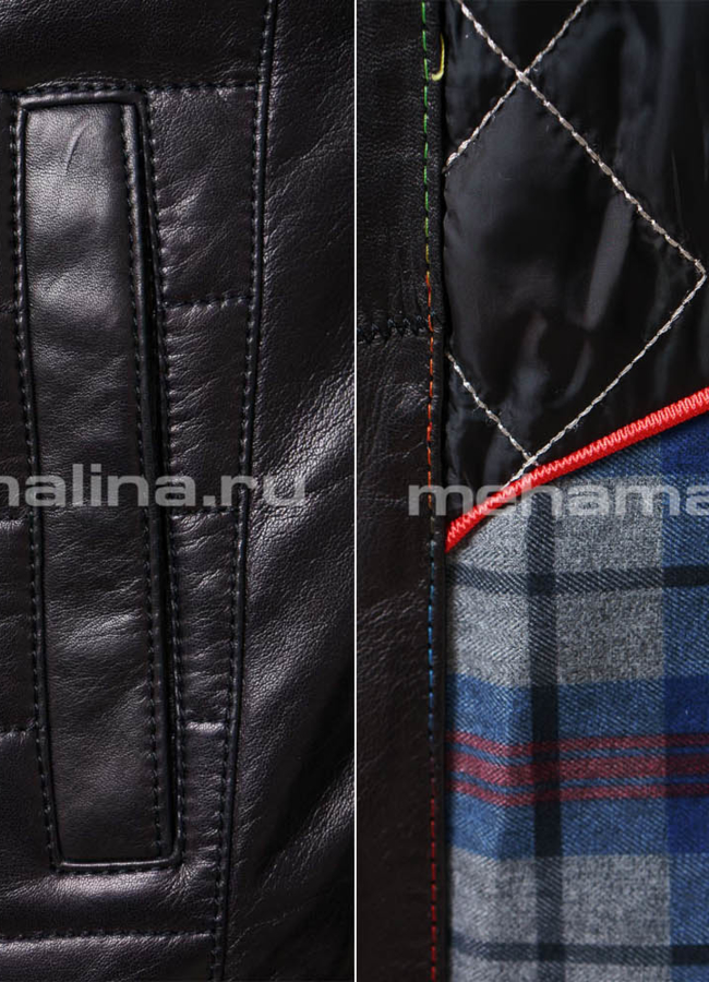 Кожаная куртка стеганная модель № KP-110 универмаг малина
