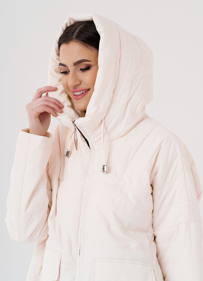 Женское полупальто с капюшоном  модель № 24337 универмаг малина