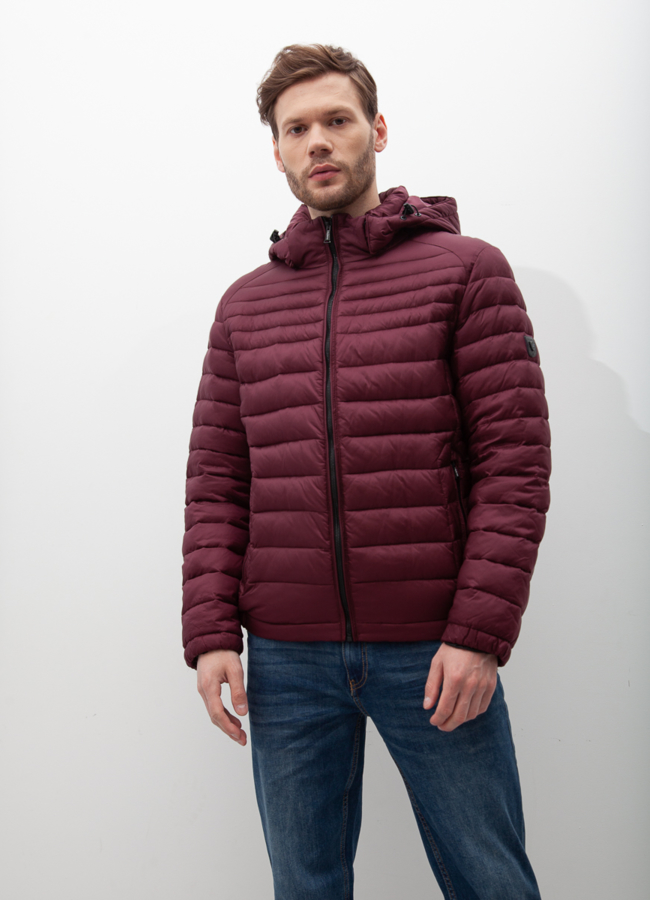 Куртка мужская с капюшоном модель № 21006 меха малина