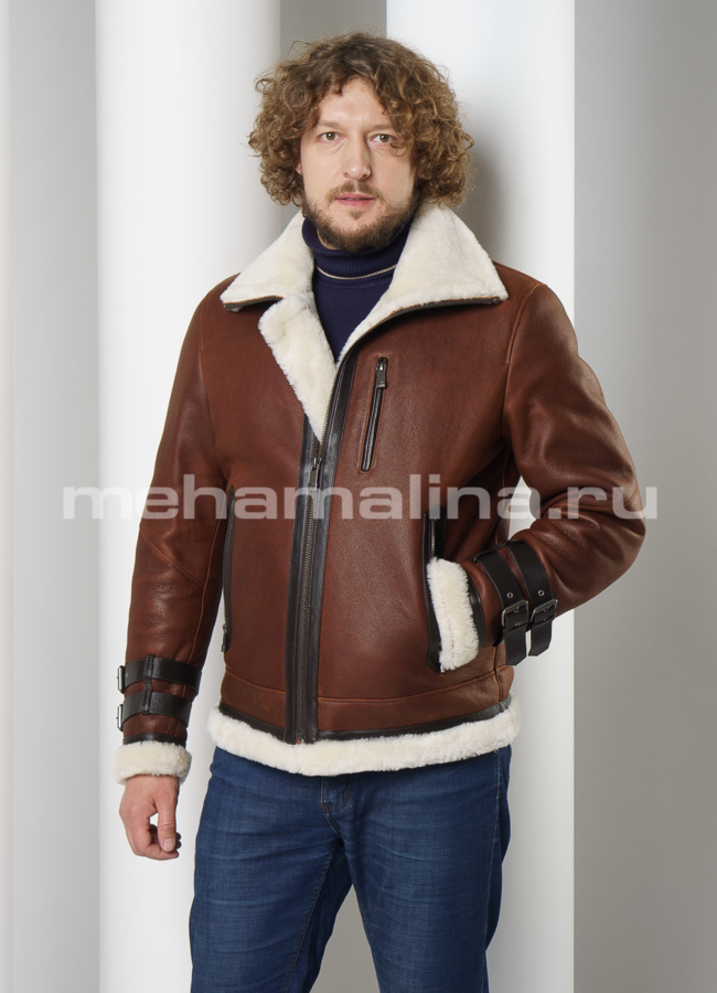 Дубленка пилот на молнии модель № DM-128 универмаг малина