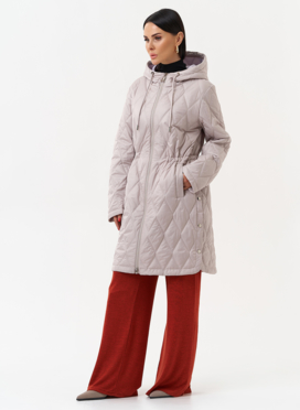 Женское утепленное полупальто с капюшоном