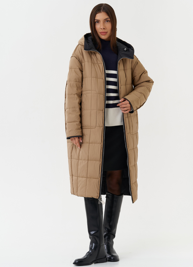 Двухсторонний пуховик с капюшоном модель № 27876 универмаг малина