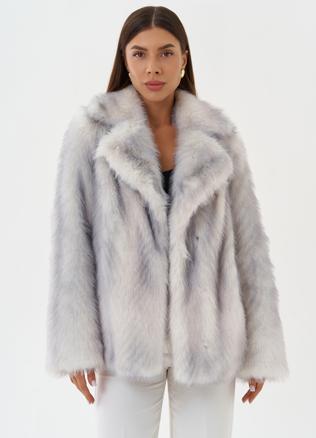 Женская шуба из эко меха с градиентом модель № 28646 универмаг малина