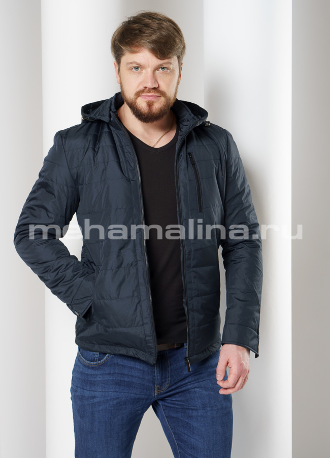 Куртка на молнии со съемным капюшоном модель № 1912 меха малина