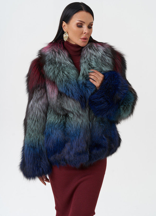 Шуба из меха чернобурки модель № 28591 универмаг малина