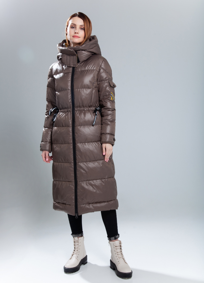 Пуховик женский модель № 863 меха малина