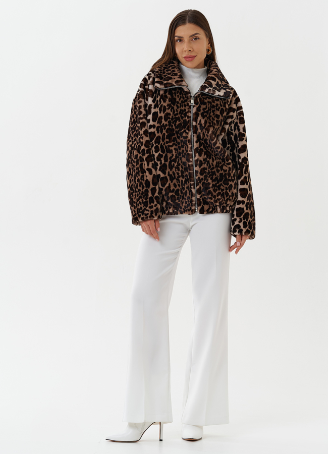фото Куртка из эко меха с леопардовым принтом модель № 27717