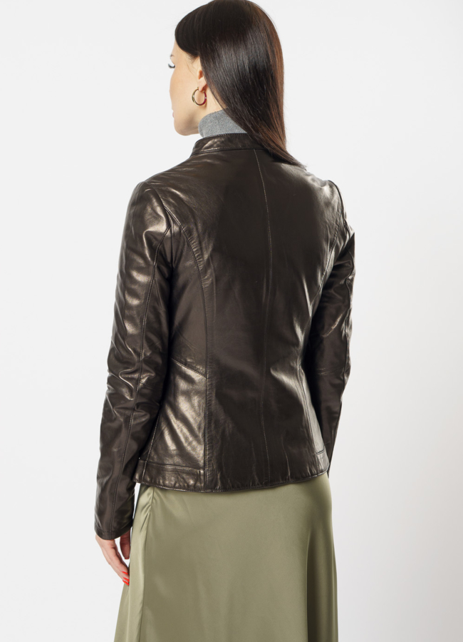 Куртка кожаная на молнии модель № 10627 в кредит