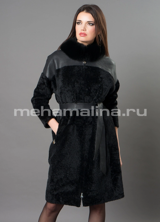 Дубленка Emilia Rinzi из астрагана модель № 3205-102 меха малина
