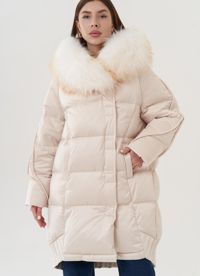 фото Женский пуховик с капюшоном  модель № 25940