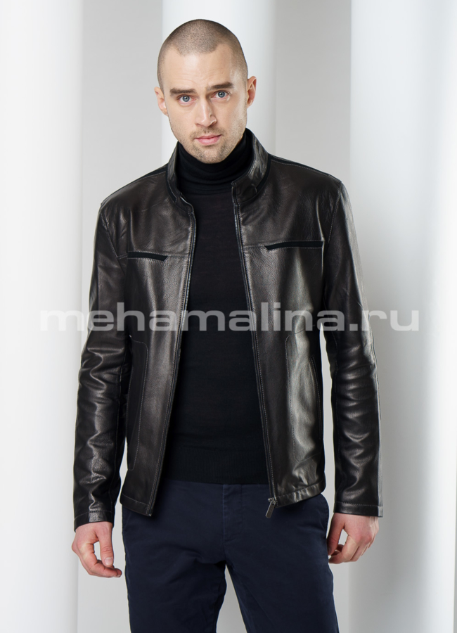 Мужская кожаная куртка модель № KP-207 универмаг малина