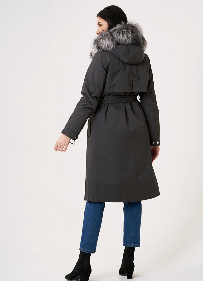 Женская парка со съемным мехом модель № 18089 в кредит