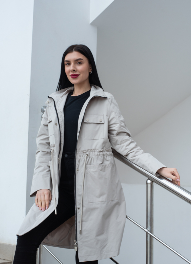 Плащ женский бежевого цвета модель № 22873 универмаг малина