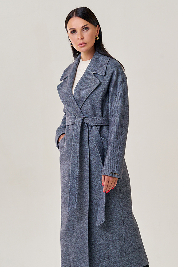 Женское пальто с английским воротником модель № 22945 меха малина