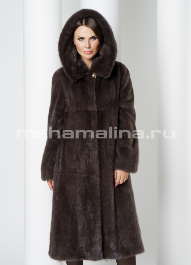 Норковая шуба модель № S-635 меха малина