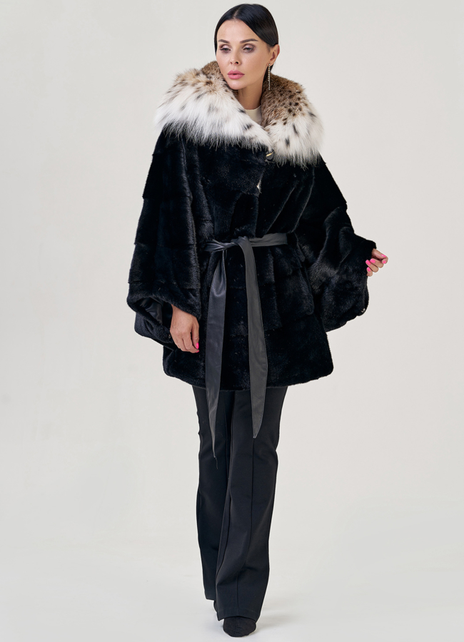 Шуба из норки с рысью модель № 78846 универмаг малина