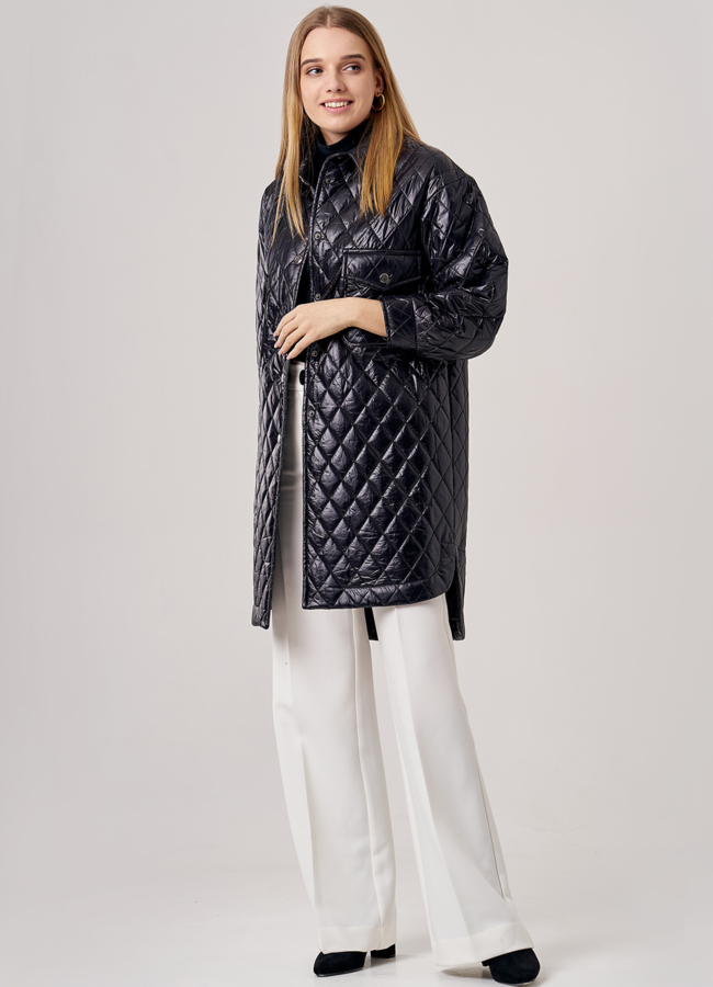 Полупальто-рубашка черного цвета модель № 38 универмаг малина