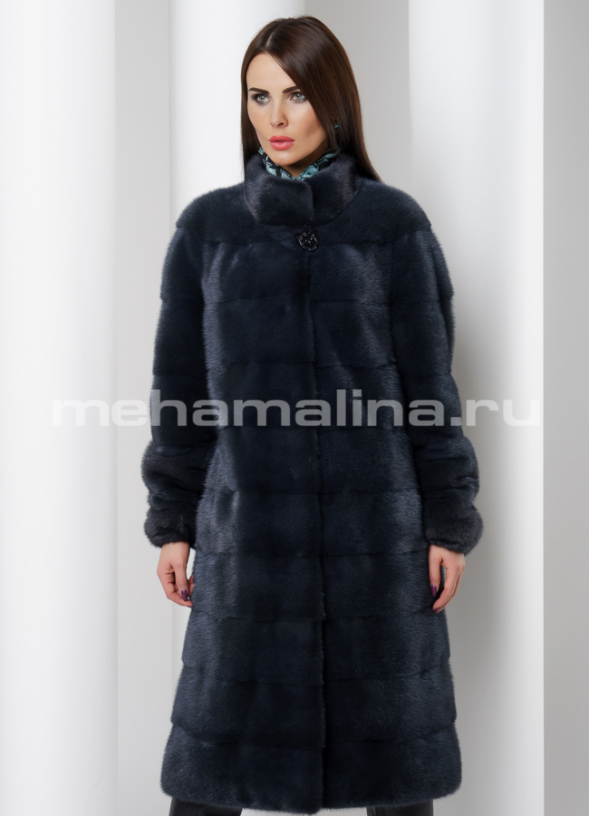 Шуба из скандинавской норки модель № S-513 меха малина