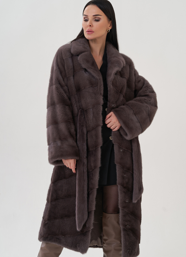 Шуба из норки с английским воротником  модель № 24951 универмаг малина