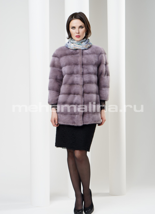 Шуба из норки укороченная, цвет лаванда модель № S-180 в кредит