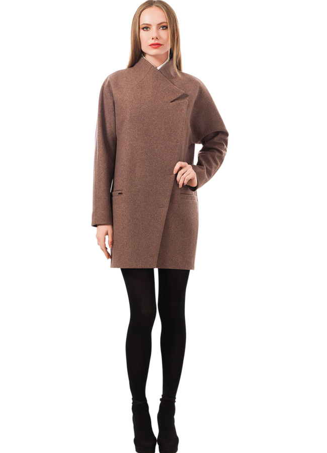 Пальто прямое модель № BP-87 меха малина