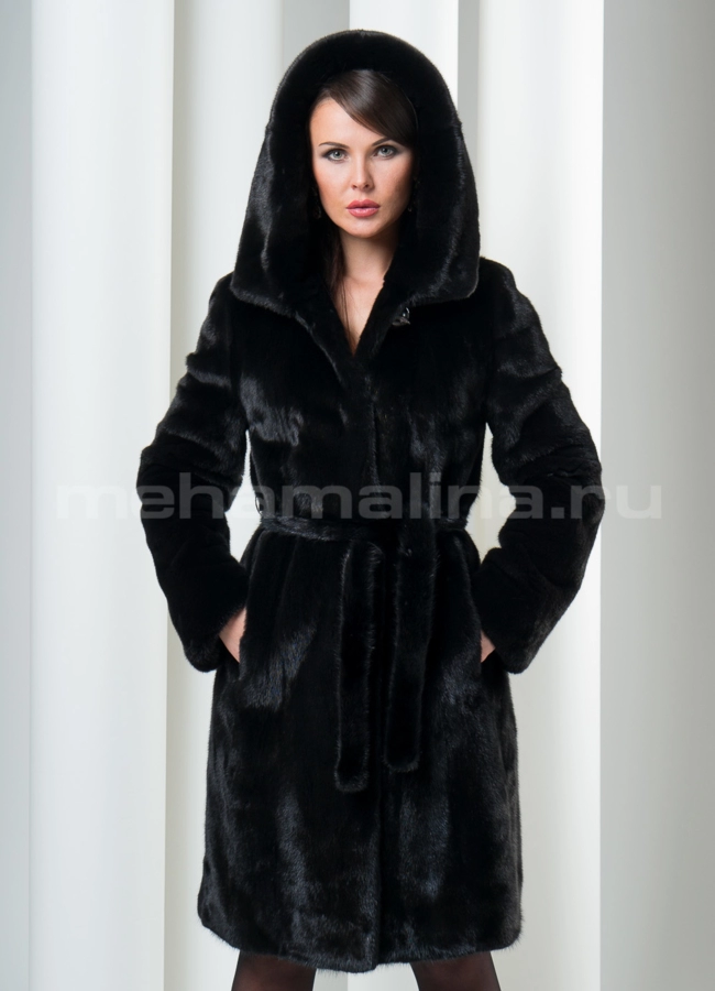 Scanblack, френч с капюшоном модель № S-107 меха малина