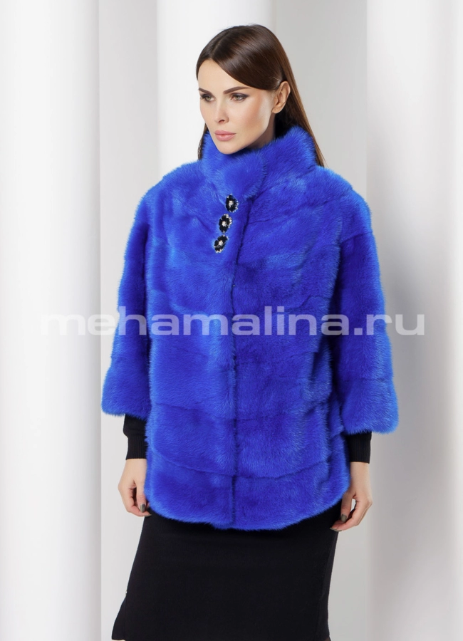 Норковая шуба  модель № S-659 меха малина
