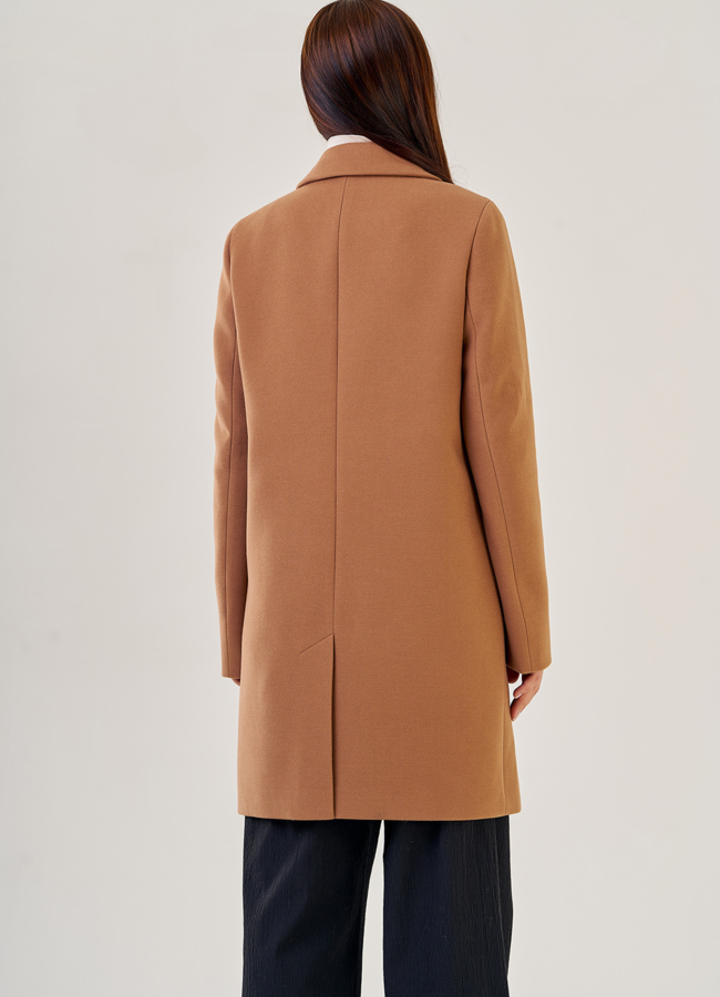 фото Женское пальто в цвете кэмел модель № 23177