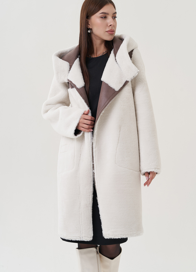 Двухсторонняя дубленка в цвете мокко модель № 25404 универмаг малина