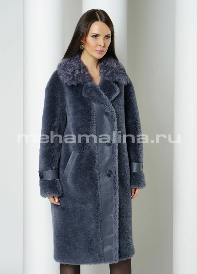 Шуба на пуговицах с английским воротником  модель № 61156 универмаг малина
