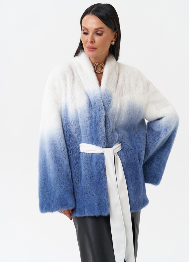 Женская шуба из меха норки с градиентом модель № 28092 универмаг малина