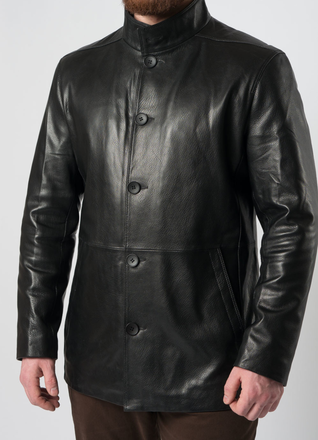 Куртка кожаная на пуговицах модель № W8017 универмаг малина