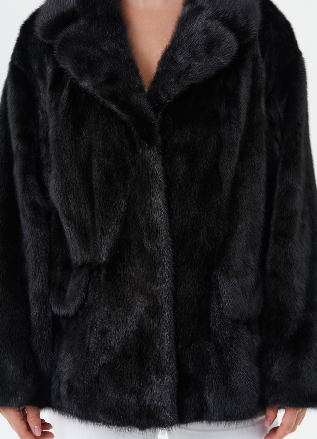 Укороченная женская шуба из меха норки  модель № 27590 универмаг малина