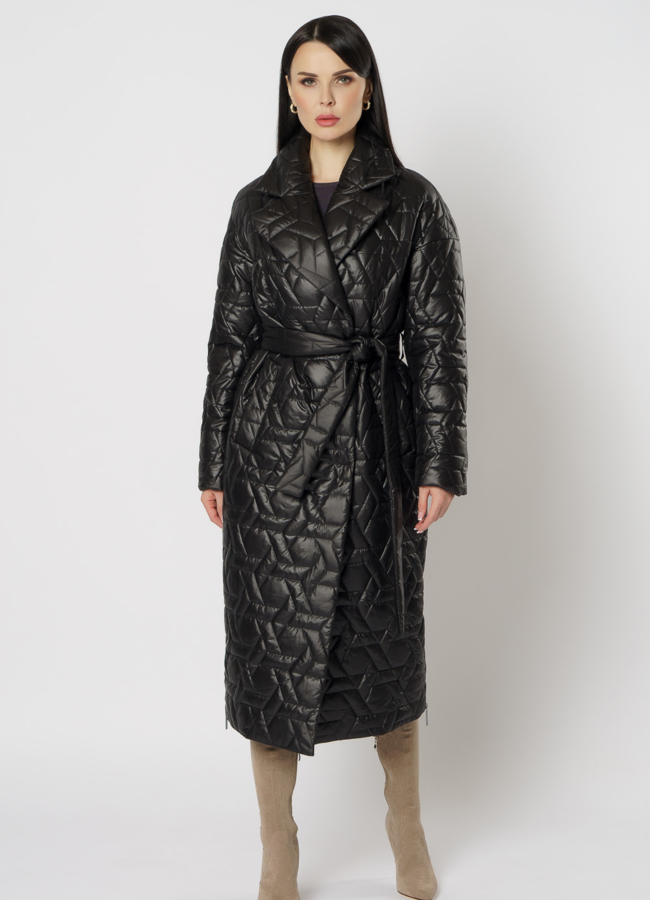 фото Черное длинное пальто  модель № 17786