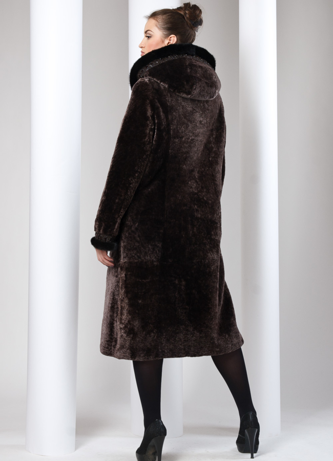 Шуба длинная из мутона модель № S-10 в рассрочку
