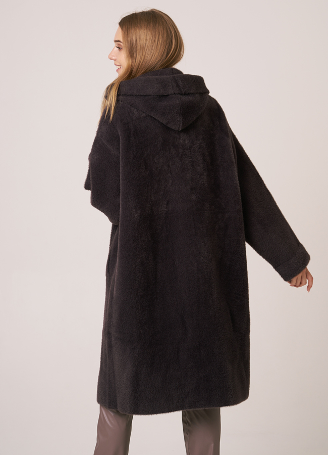 Пальто прямое с капюшоном модель № 9833 в рассрочку