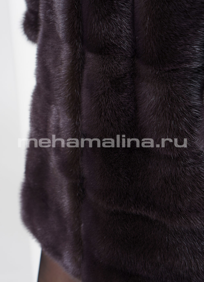 Норковая шуба с капюшоном отделка чернобурка модель № S-747 универмаг малина